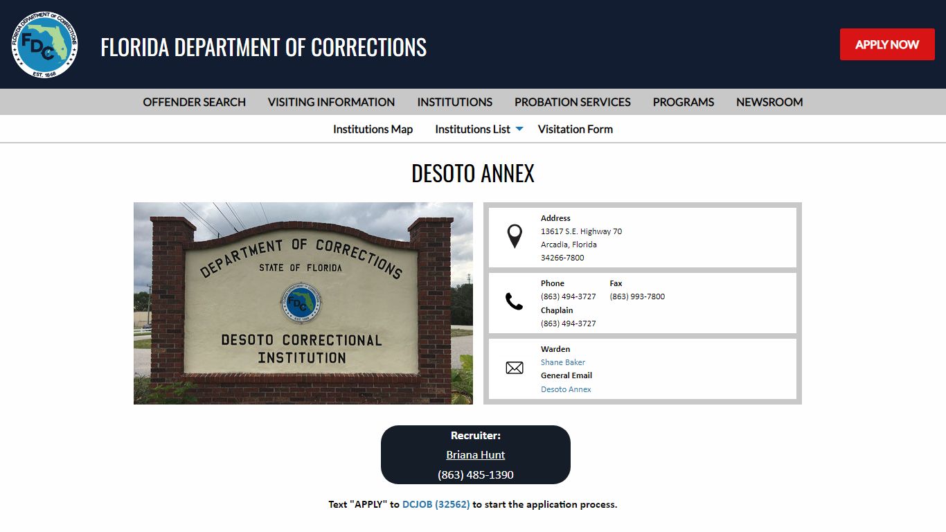 Desoto Annex -- Florida Department of Corrections
